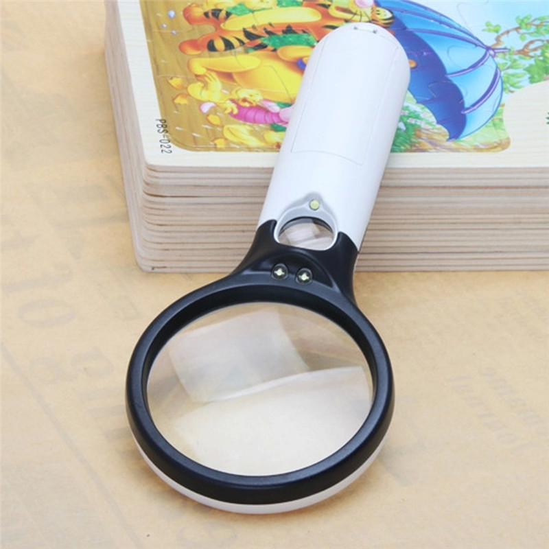 Handheld 3X 45X Illuminated Magnifier Microscope Magnifying Glass Aid Reading for Seniors loupe Jewelry Repair Tool With 3 LED