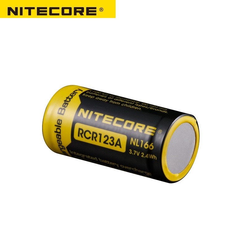 Nitecore  nl166 16340 rcr 123a 3.7v 2.4wh 650 mah genopladeligt lithium-batteri