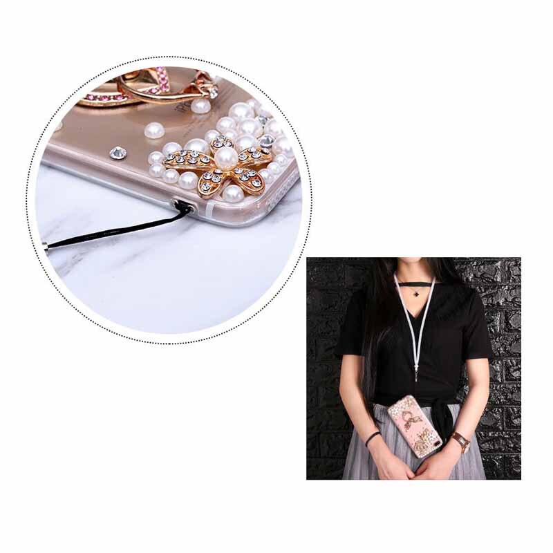 Długi kryształ górski sieć rybacka smycz Lampa błyskowa wiertarka telefon komórkowy wiszące smycz na szyję kryształowy diament sieć rybacka smycz wiszące