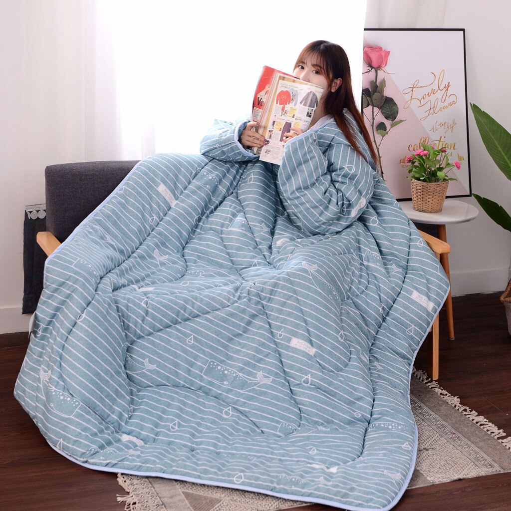 Hiver couettes paresseux couette avec manches famille jeter couverture Cape Cape sieste couverture dortoir manteau couverture #0217g10: E
