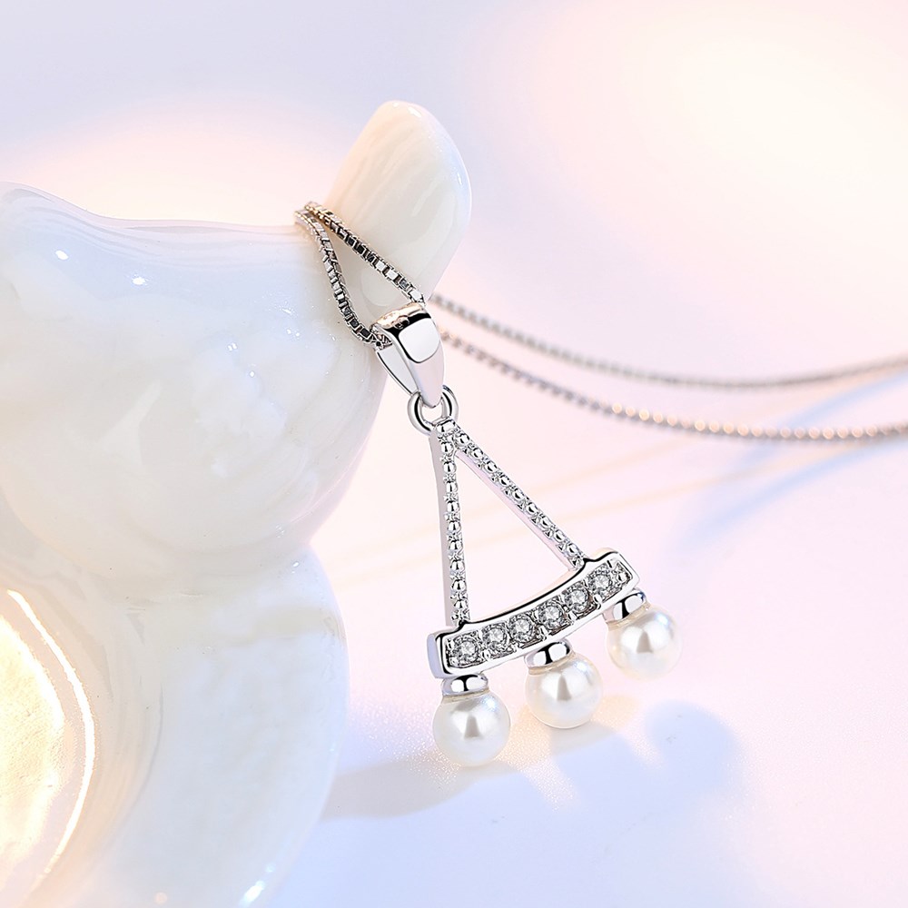 NEHZY-collar con colgante de plata de ley 925 para mujer, joyería de , collar de perlas de circonita de cristal de , 45CM de longitud