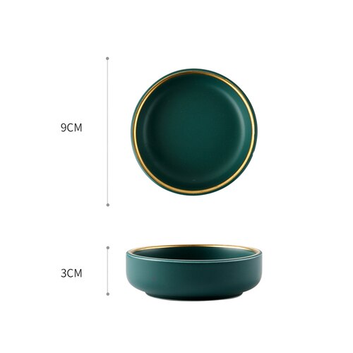 Dark Green Ceramic Tableware Rice Bowl Spoon Household High-grade Ceramic Tableware Tray Deep Plate Western Dish Set: A-Gravy boat
