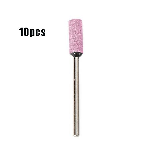 Outil de manucure électrique de foret d'art d'ongle carbure de silicium Carborundum tête de meulage tige de roue 2.34mm pour rectifier la porcelaine en métal: 10pcs pink