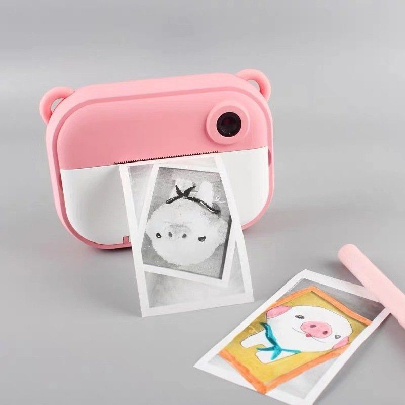 Kids Camera Digital Instant Printer Selfie Camera 12MP Voor Photo1080P Hd Video Dual Lens Camera Voor Kinderen 2.4Inch Kleur screen: Roze