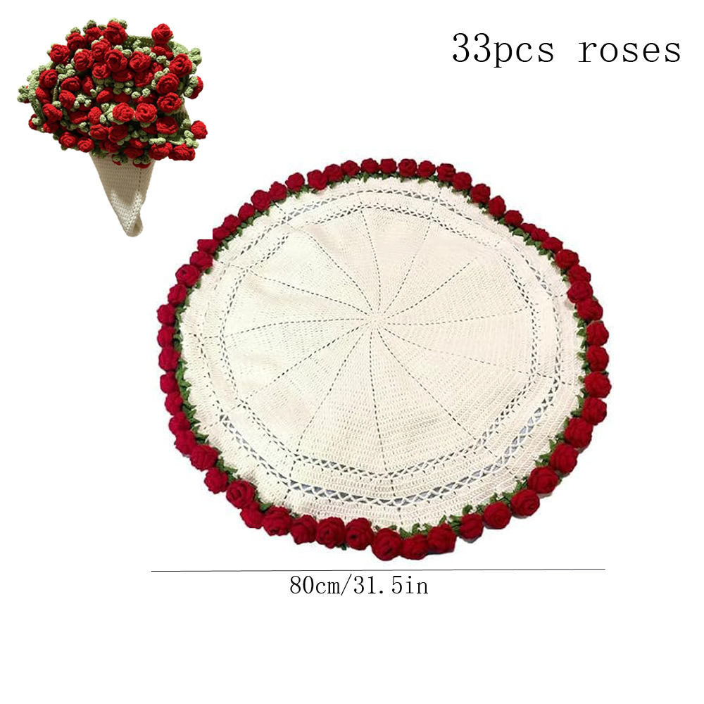 1 Uds. Manta con ramo de flores terminadas, mantas de punto suaves y ligeras para cumpleaños, boda, decoración del hogar del Día de San Valentín: Verde