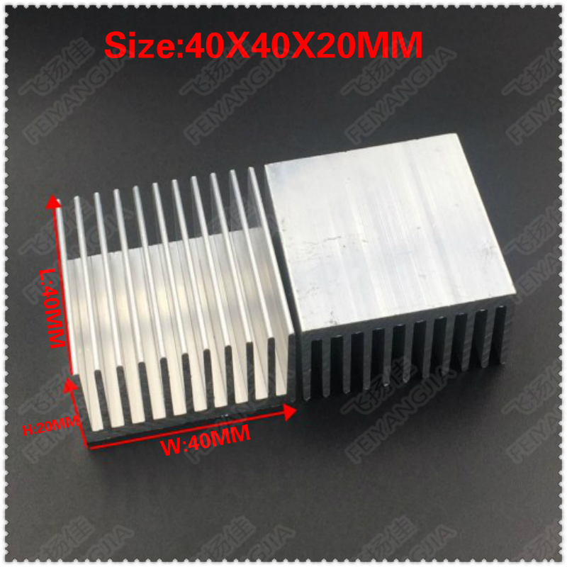 ) 2 stks 40x40x20mm Aluminium Koellichaam IC Heatsink Cooling Fin Voor CPU LED Power Actieve component