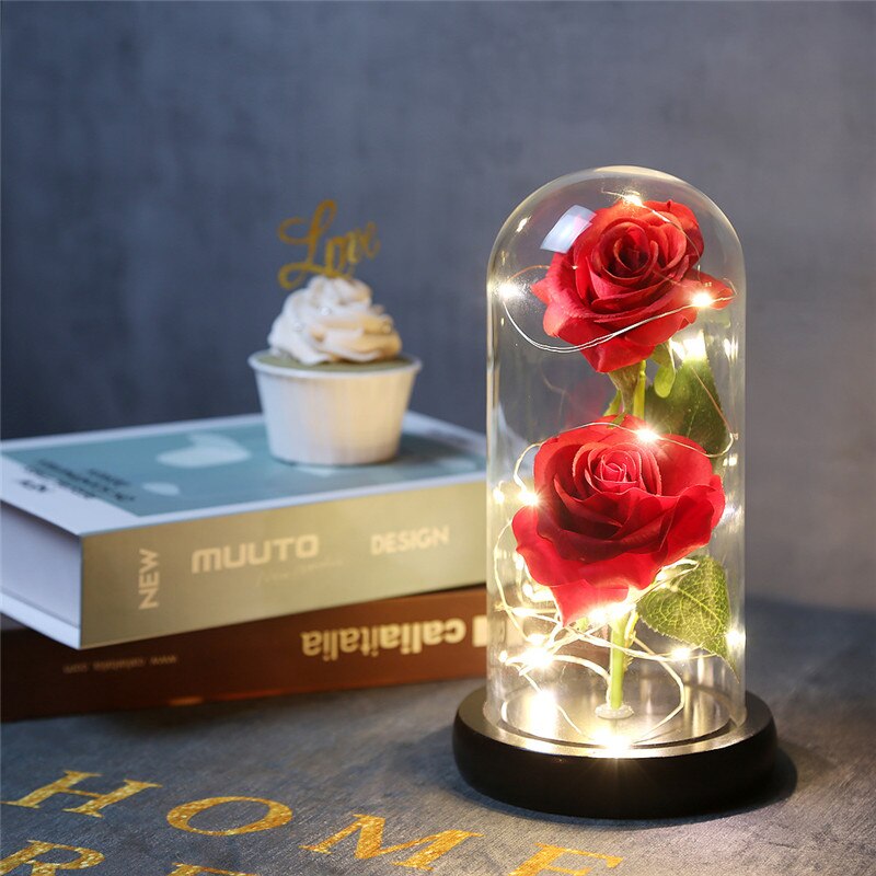 Medium Beauty And The Beast Rose Forever Rose LED Flashing Rose Forever Rose Lamp Night Light Romantic Valentines Day