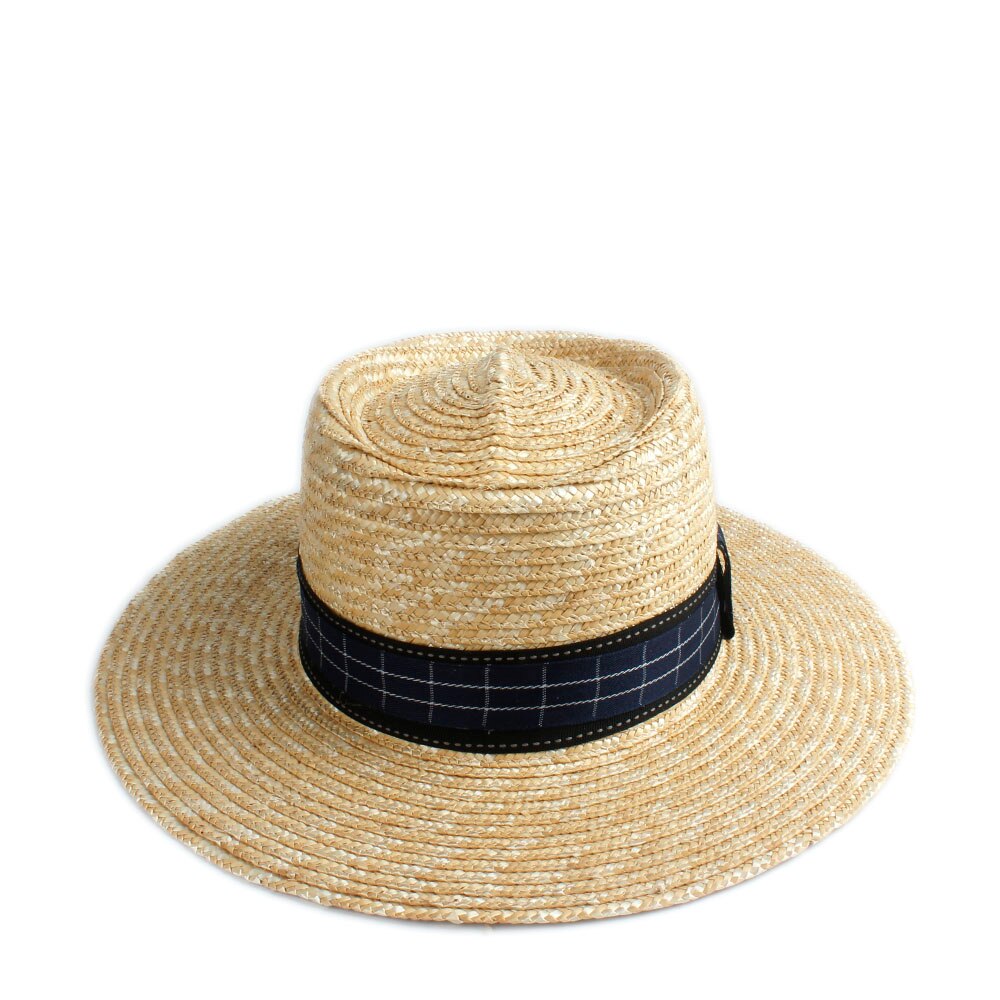 Handgemaakte Zomer Vrouwen Mannen Pork Pie Hoed Zonnehoed 100% Tarwe Stro Strand Hoed Dame Brede Rand Schipper Panama Beach zonnehoed Jazz Hoed: Straw2