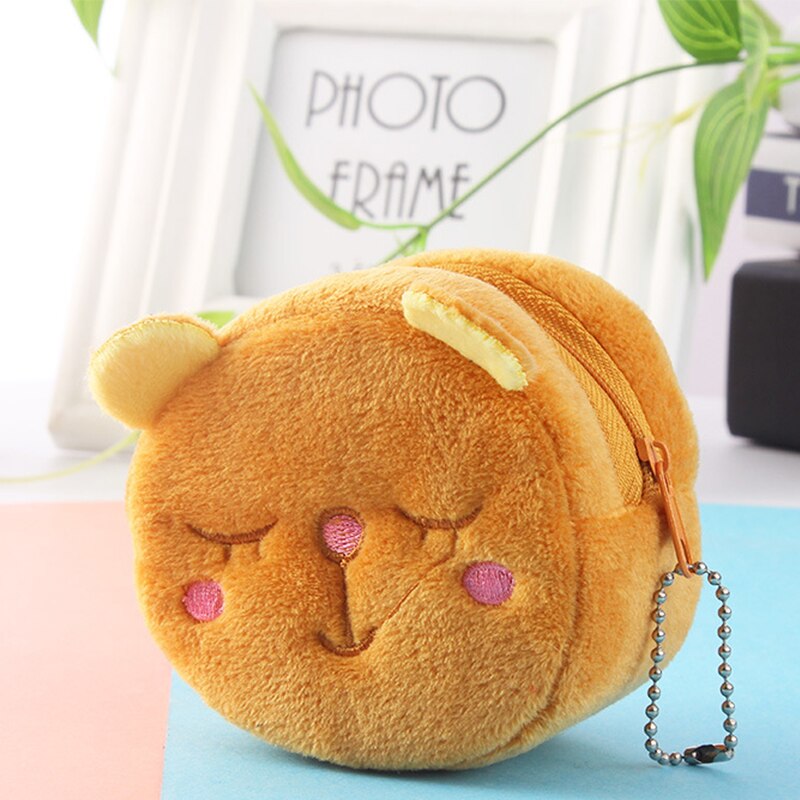 2021 cartone animato morbido peluche signore portamonete carino anime cerniera piccolo portafoglio cavo USB auricolare borsa portachiavi studente portamonete: 4