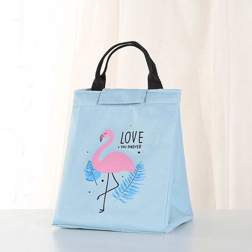 Leaf Pattern Waterproof Oxford Tote Lunch Bag Large Capacity Thermal Food Picnic Lunch Bags for Women kid Men Cooler Lunch Box: Blue