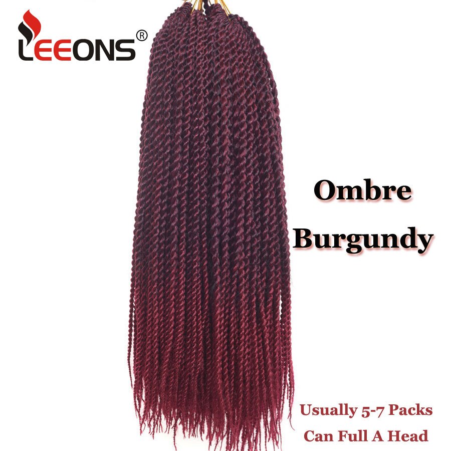 Leeons Small Senegalese Twist Braids 18 inch 30 Roots Synthetic Crochet Hair Extensions Ombre Braiding Hair 15 Colors Available: Bug