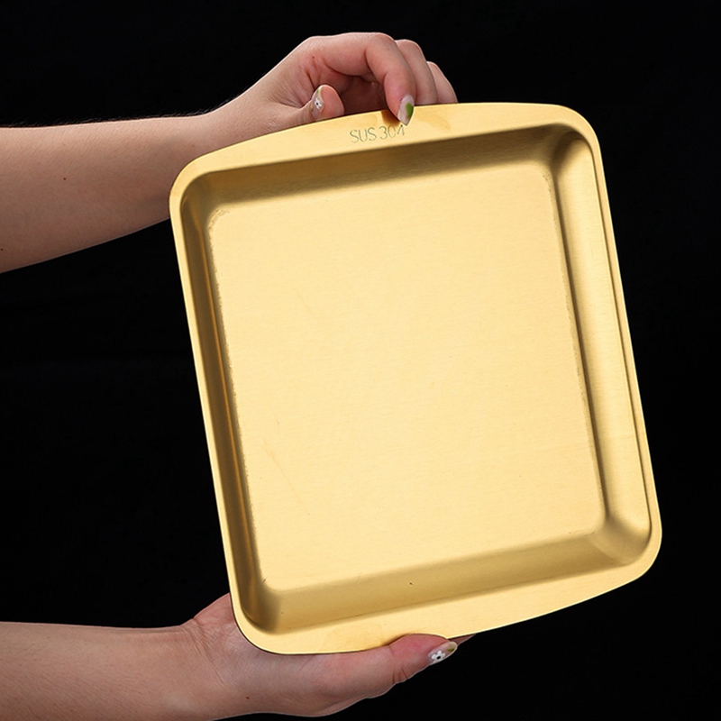 Dinner Plate 304 Stainless Steel Rectangular Plate Korean Barbecue Plate, Sushi Plate, Dessert Tray Storage Tray