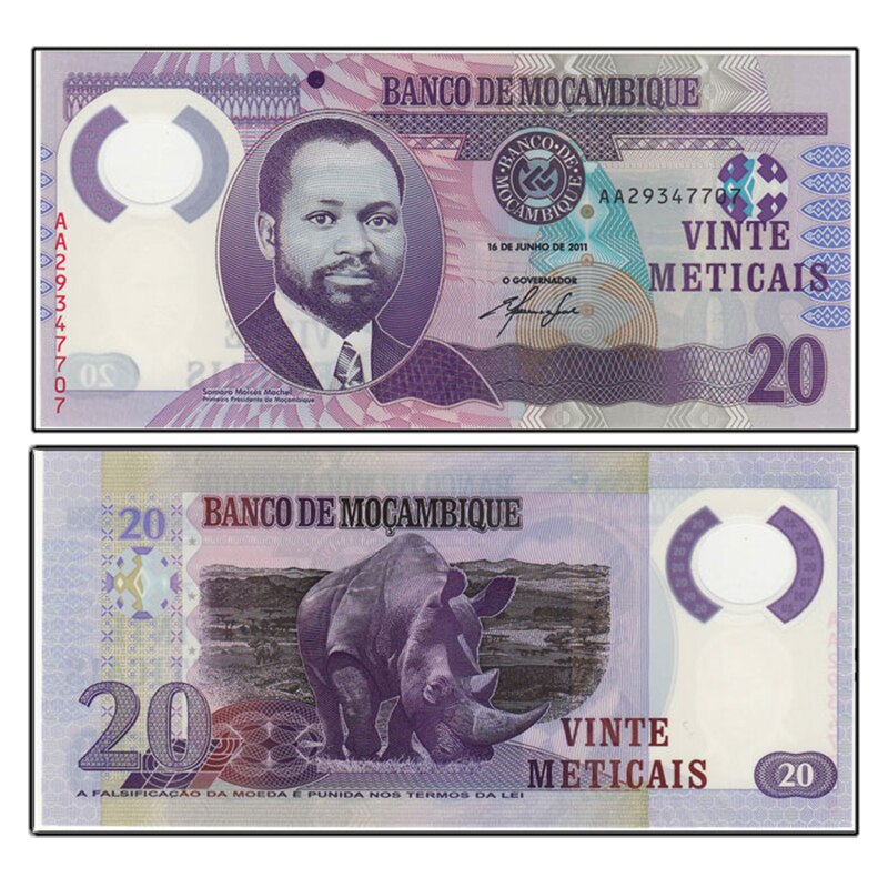 11 PCS Polymer Notes Uit Verschillende Landen Lot Set, UNC Originele Polymeer Note: Mozambique