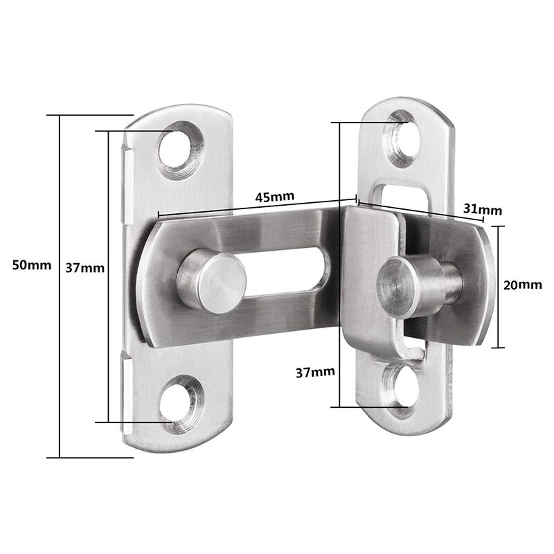 2 Pcs 90 Degree Right Angle Door Latch Hasp Bending Latch Buckle Bolt Sliding Lock Barrel Bolt for Doors and Window