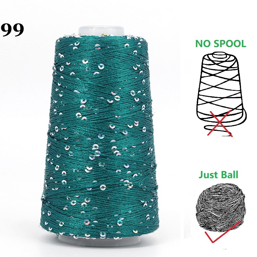 29 Color 50g/Ball /140M Sequins Cotton Yarn 6mm+3mm Special Glitter Match Thread DIY Accessories Rag Doll Knitting Lanas Crochet: dark blue