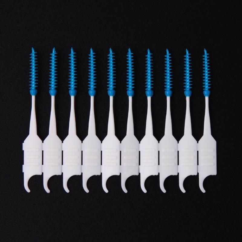 200pcs Double Head Dental Floss Hygiene Plastic Interdental Brush Tooth Healthy Clean Oral Care Toothpick Teeth Clean Sticks