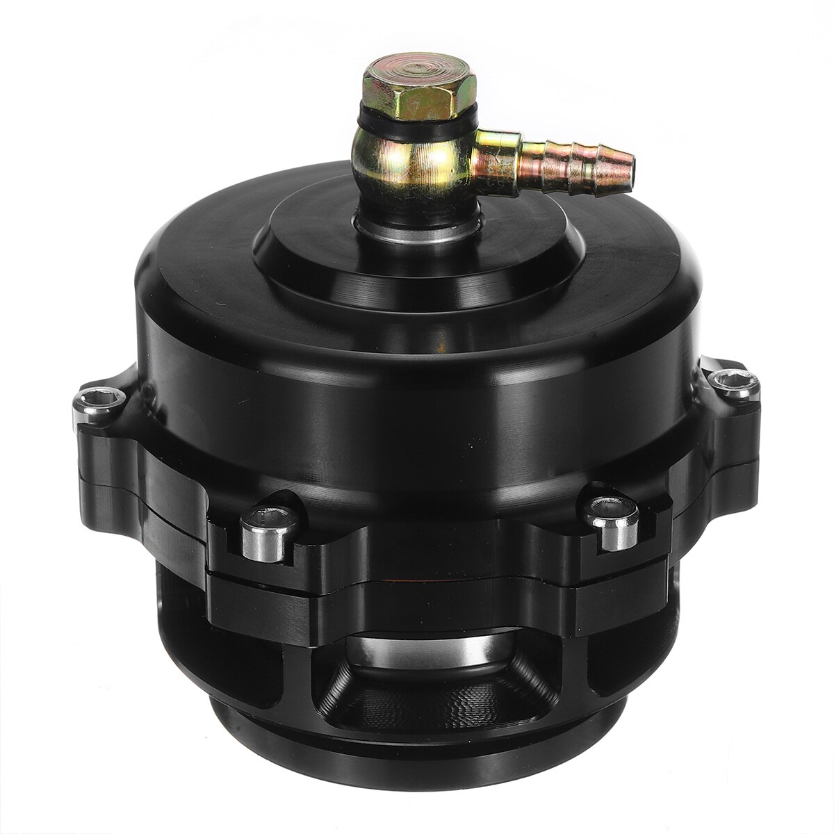 Válvula de descarga Turbo de aleación de aluminio de 50mm de gran , abrazadera de banda en V BOV de ventilación 360, aumento de 35psi con anillo en O de resorte: Black
