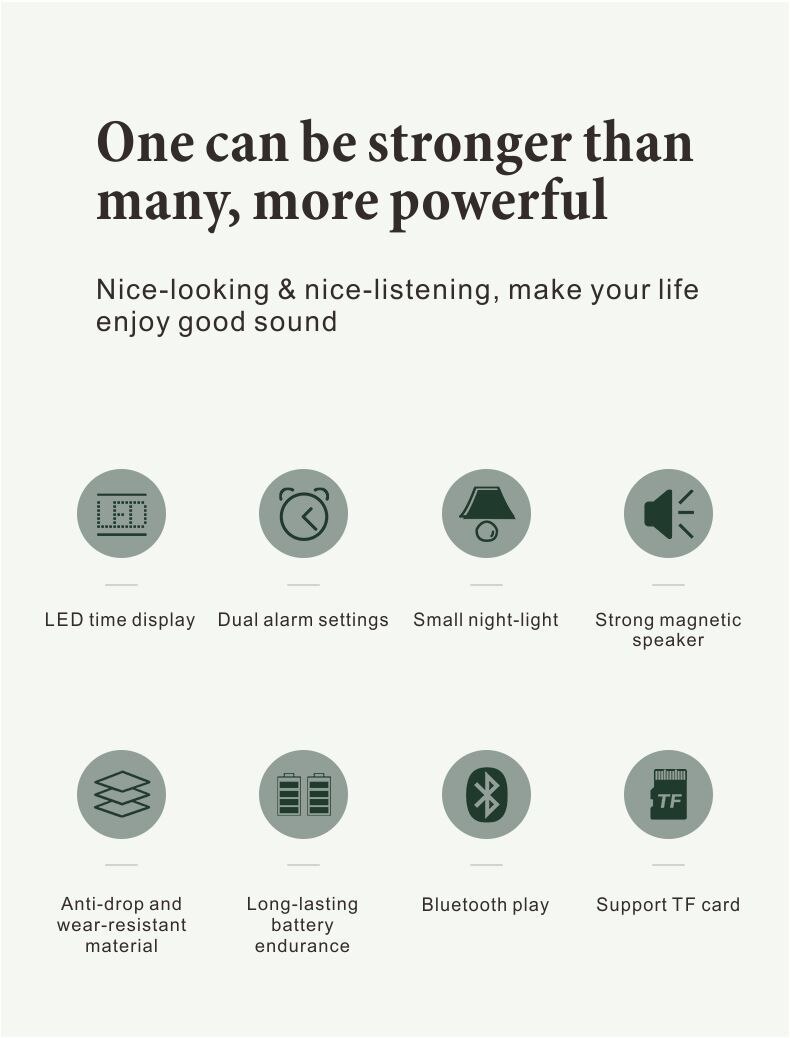 Bluetooth Speaker Small Portable Home LED Screen Alarm Clock Wireless Stereo HiFi Mic Loudspeaker Bass Subwoofer