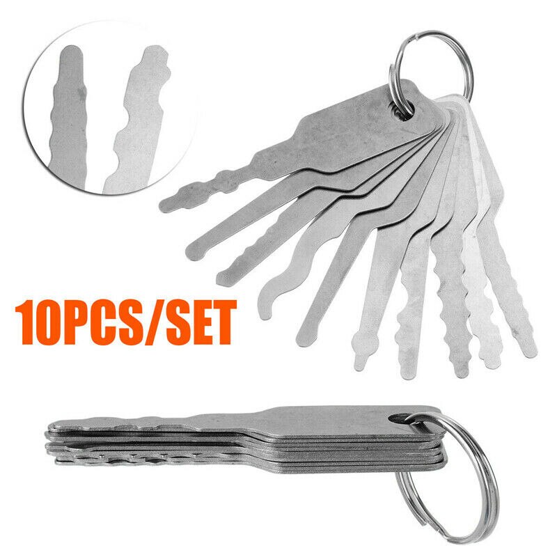 10Pcs/Set Stainless Jiggler And Keys Dual Sided Car Unlock Lock Open Repair Accessories Tool Kit