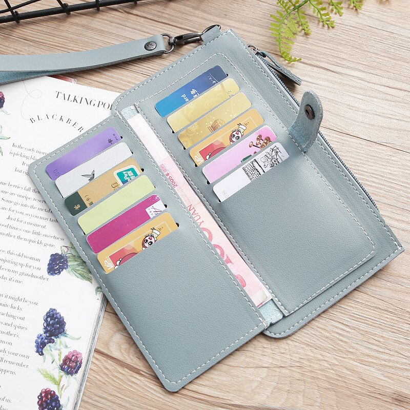 European women's wallet long dark buckle wallet large capacity multi-function hand take purse multi-card wallet