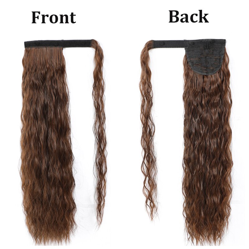 Rosa Ster Lang Krullend Synthetische Paardenstaart Voor Vrouwen Met Synthetische Wrap Around Magic Plakken Maïs Clip In Haarstukje Zwart Nep haar: Brown 2-30