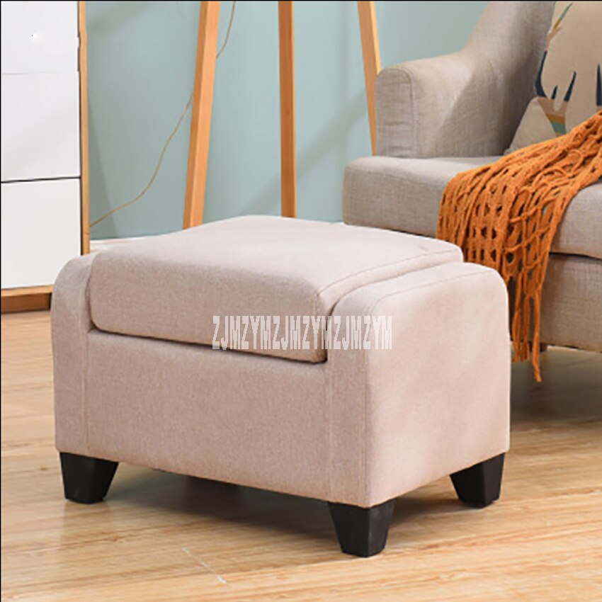 Modern Minimalist Square Stool Bedroom Shoe Stool Solid Wood Fabric Shoe Stool Home Low Stool Sofa Stool Living Room