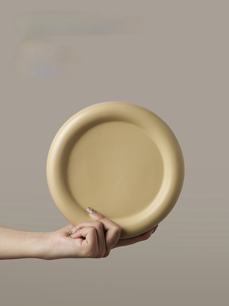 Ins nordisk stil skybakke desktop dessert kage tallerken bøf salat tallerken keramisk hjerte frugt tallerken dekoration: Mælke te rund l
