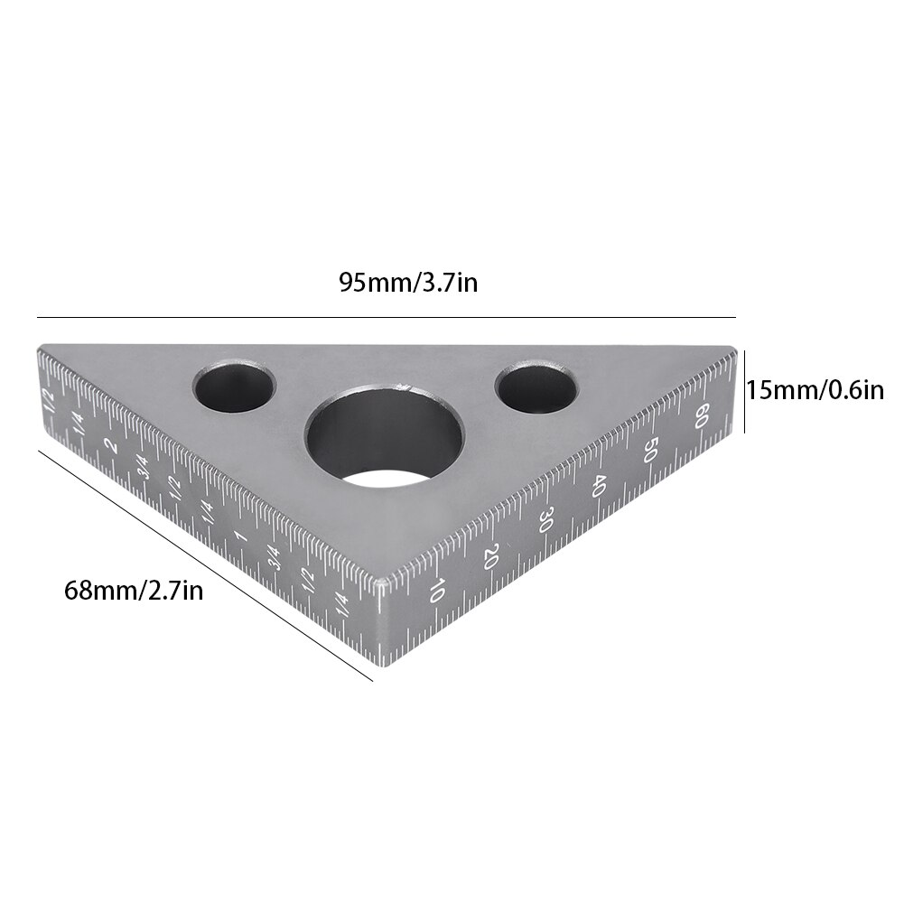 Esquadro Triangle Ruler Aluminum Alloy 45/90 Degree Frosted Right Angle Gauge Woodworking Tool Angle Ruler