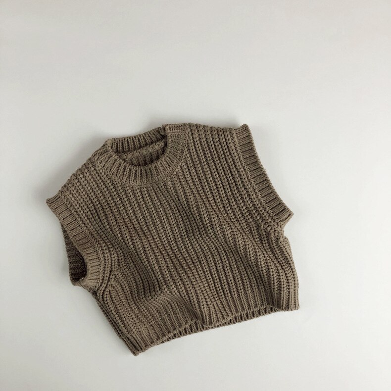 Kamizelka dziecięca swetry dziewczynek bez rękawów jednolity pulower berbeć chłopcy sweter kamizelka z dzianiny dzieci nowa jesienno-zimowa odzież wierzchnia