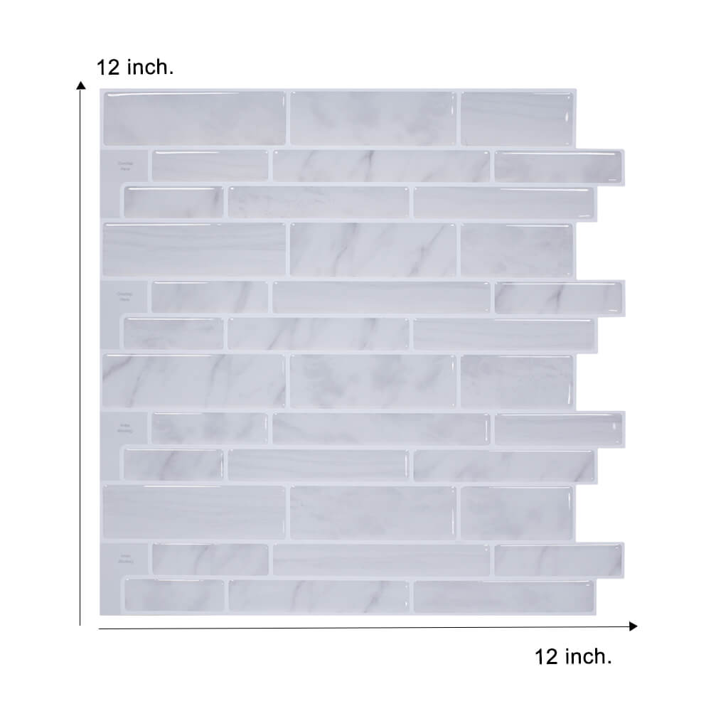 Vividtiles 12*12 Inch Self Adhesive 3D Peel and Stick Subway Wall Tiles for Kitchen &amp; Bathroom Backsplash - 10 Sheet: T80011