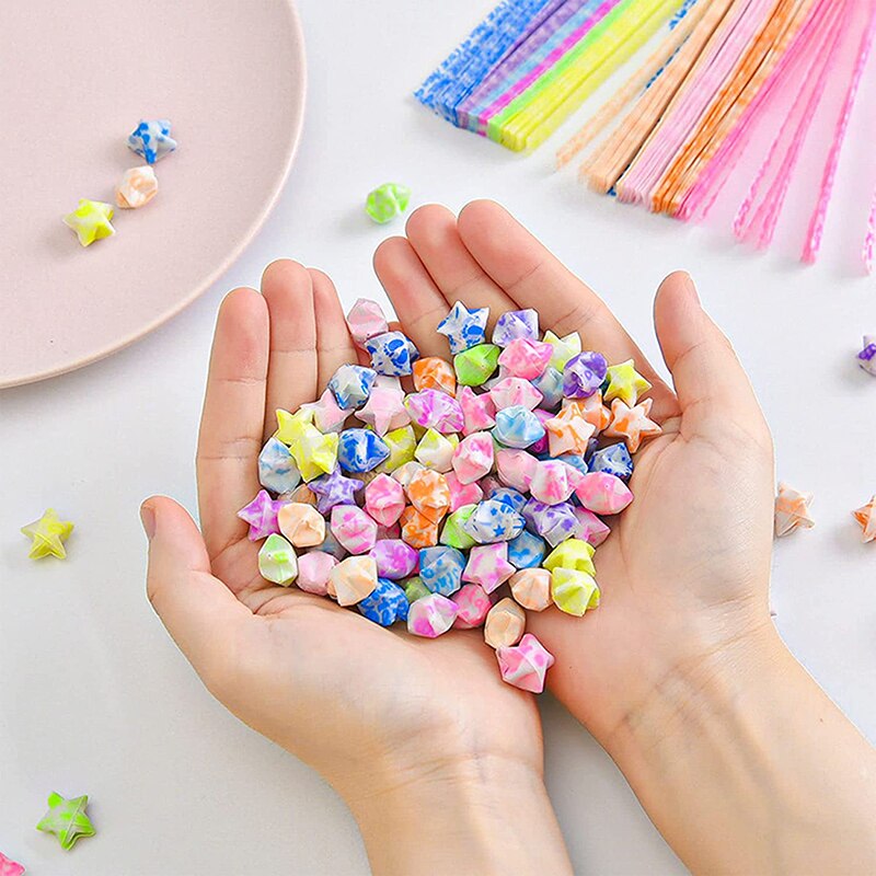 210 Sheets Luminous Origami Stars Paper Strips Lucky Color Star Decoration Folding Paper DIY Hand Crafting Crafts Arts Supplies
