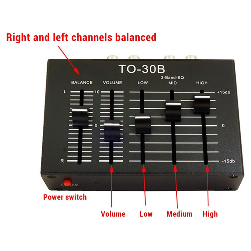 3 Band EQ Equalizer Low Noise Volume Control High Medium Low 3 Band Sound Channel Forturntables, Sound Cards,Guitars-Y47A