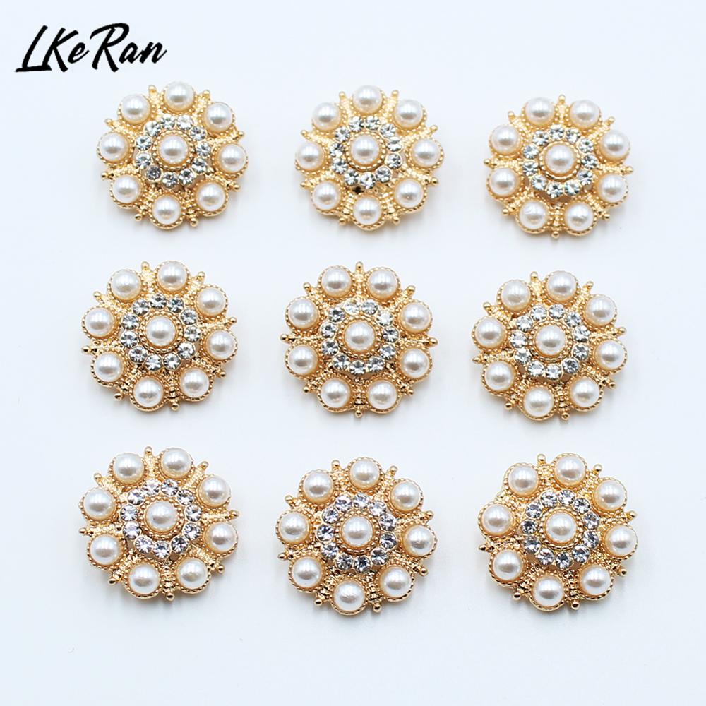 10 pièces de boutons en diamant strass de 20MM, Base de tige en alliage pour bricolage, accessoires de couture, décorations de mariage artisanales: A