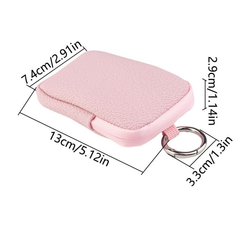 Waterproof PU Leather Coin Purse with Ring Buckle Keychain Change Pouch with Keychain Compact Space Saving