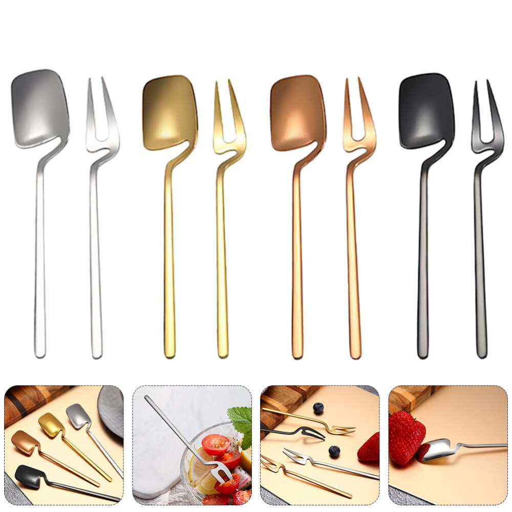 8 sztuk ze stali nierdzewnej widelce deserowe łyżki robić mieszania kawy (różne kolory)