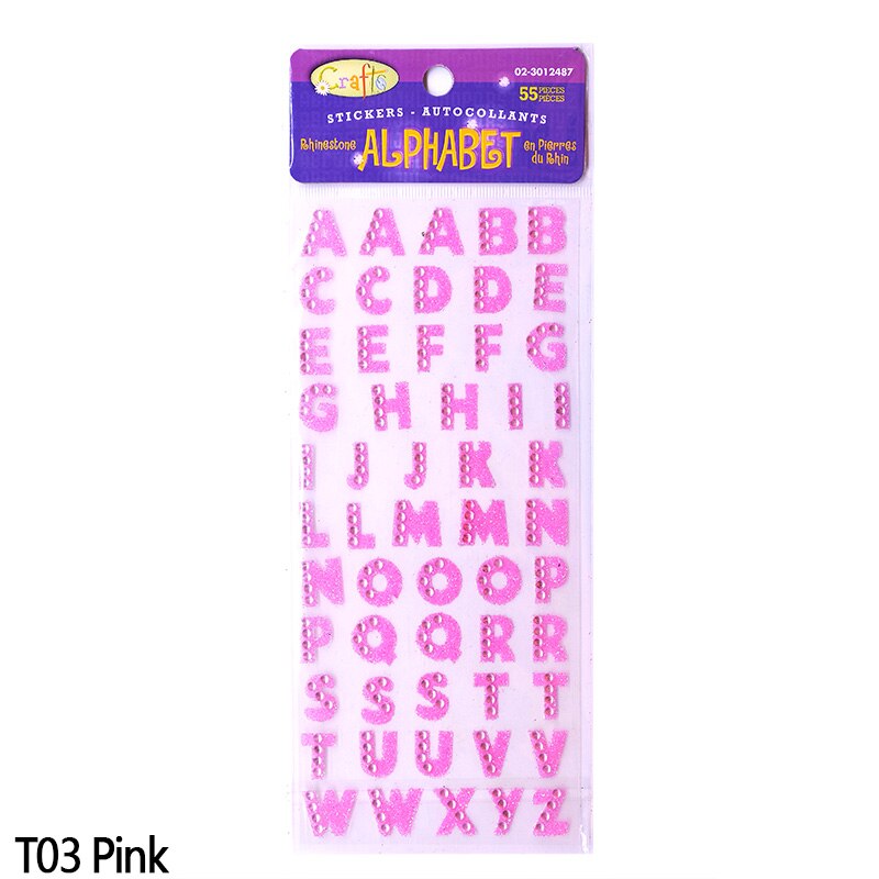 1 Set Engels Letters Strass DIY Diamant zelfklevende Stickers Kleding Accessoires DIY PC Telefoon Auto Decor Alfabet Sticker: T03