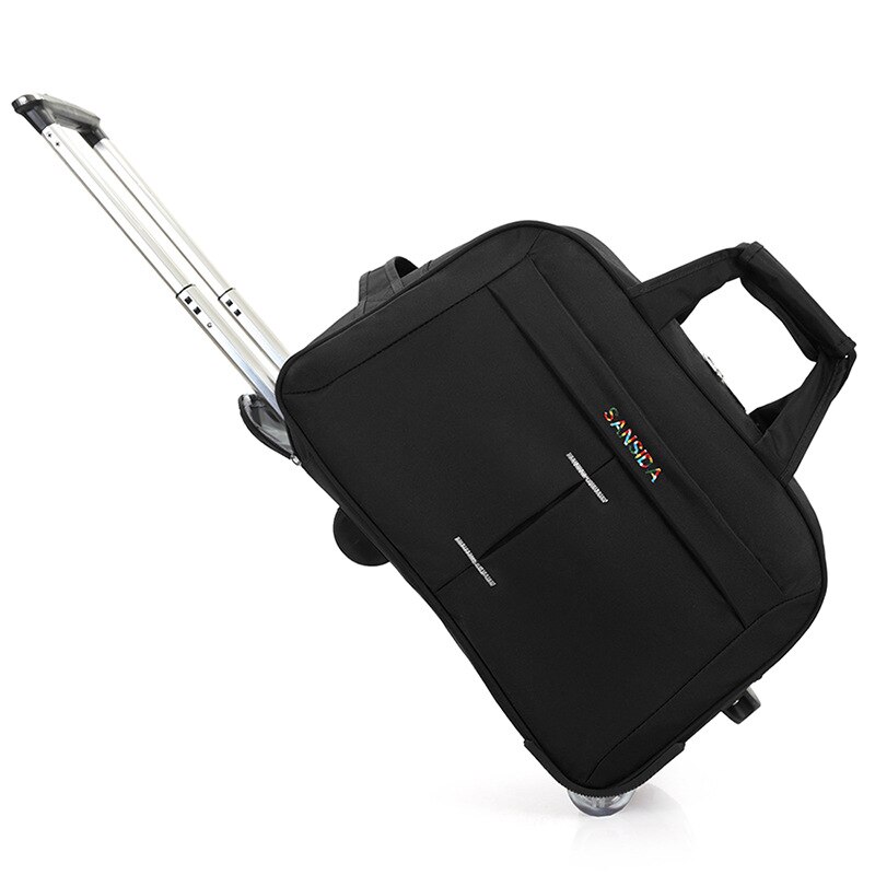 Travel Bag Men Roller bag Wheel Big Tie Folding Trolley Bag Luggage Tank Waterproof Roller Travel Bag: Black 20 inch