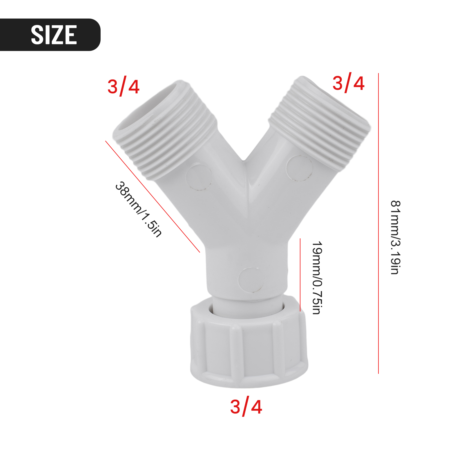 Dishwasher Washing Machine Y Tee Connector Adapter Double Inlet Junction Split With Rubber Seal For Cold Water