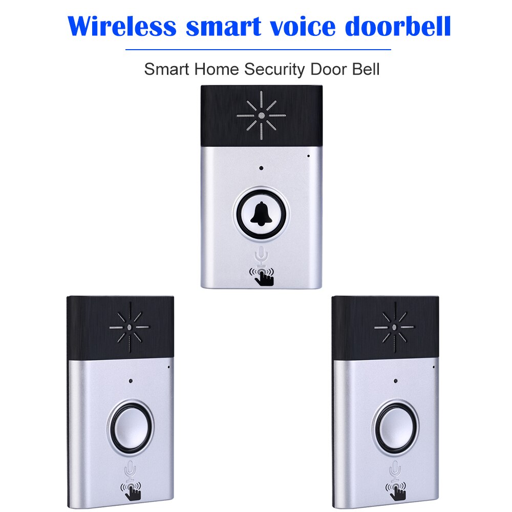 Wireless Voice Intercom Doorbell 2-way Talk Monitor with Outdoor Unit Button Indoor Unit Receiver Smart Home Security Door Bell: 2 Pcs  Silver Receiv