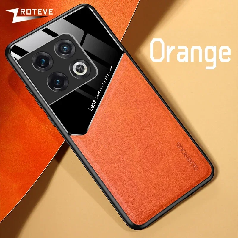 Pour Oneplus10 Pro étui Zroteve PU cuir voiture magnétique dur PC couverture pour Oneplus 10 Pro One plus 10T Oneplus10T 5G coques de téléphone: PVC / Orange