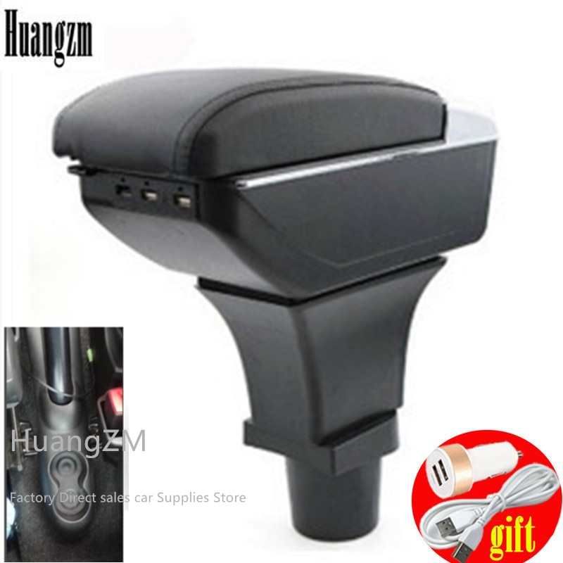 For Fiat 500 armrest box USB Charging heighten Double layer central content holder ashtray accessories