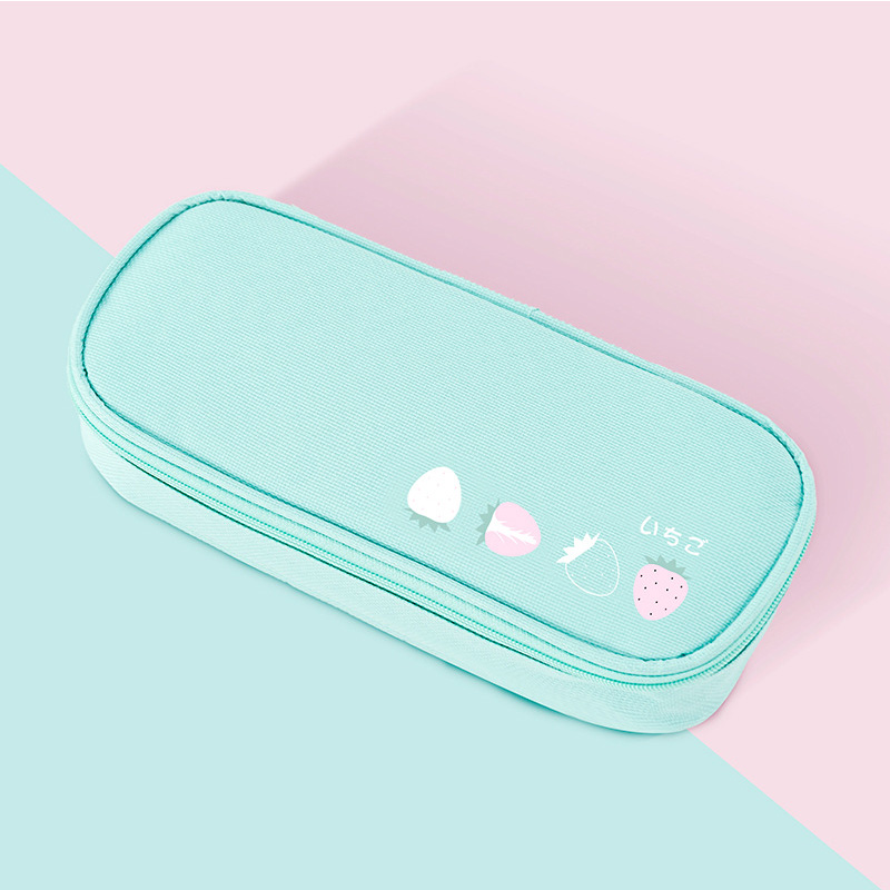 pencil case large capacity pencil case fruit pencil box multifunctional stationery box school stationery estuche escola: blue