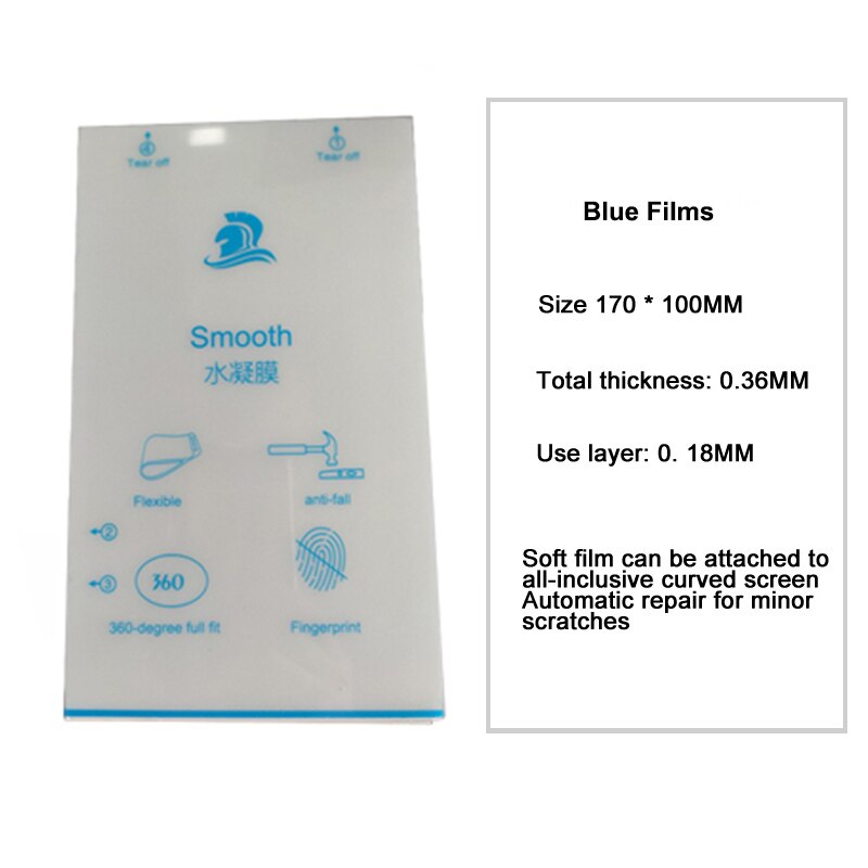 Flexible Hydrogel Film Screen Protector For iPhone Samsung and All Mobile Phone Front glass Protective Film: Blue Films / 10