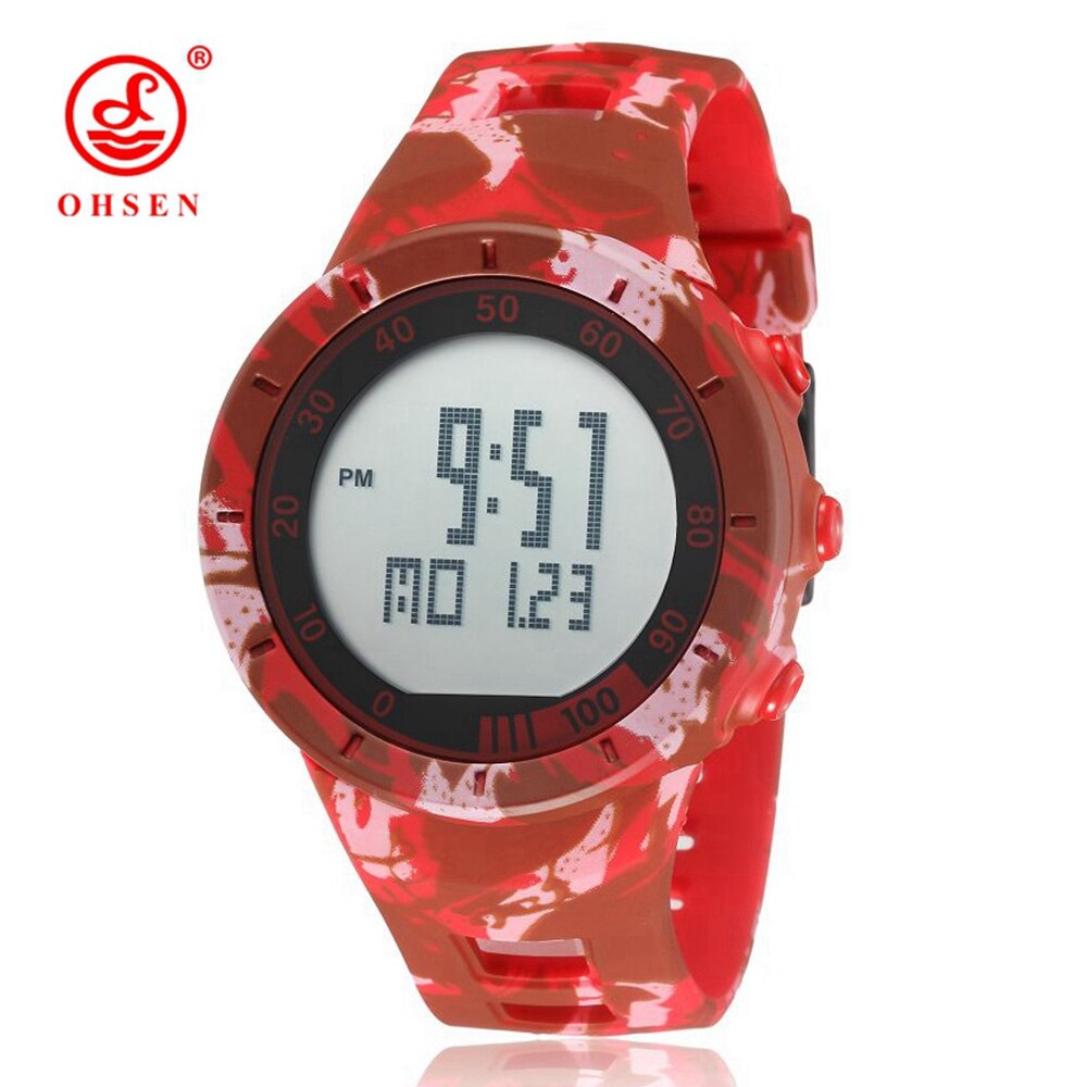 Digital Women Watches reloj mujer Yellow Waterproof Sport Lady Watch Electronic Silicone Couple Wrist Watch For Lover: 1615-Cam Red