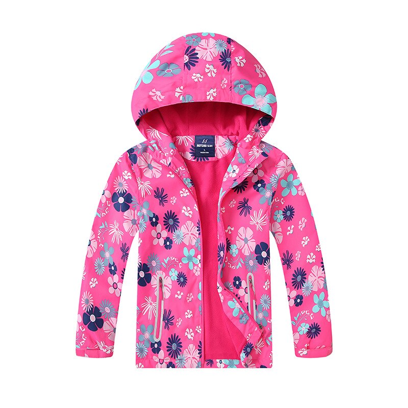 Cappotto per bambini con stampa floreale impermeabile Casual fodera in pile caldo giacche per bambina capispalla per bambini completi per bambini 3-13 anni