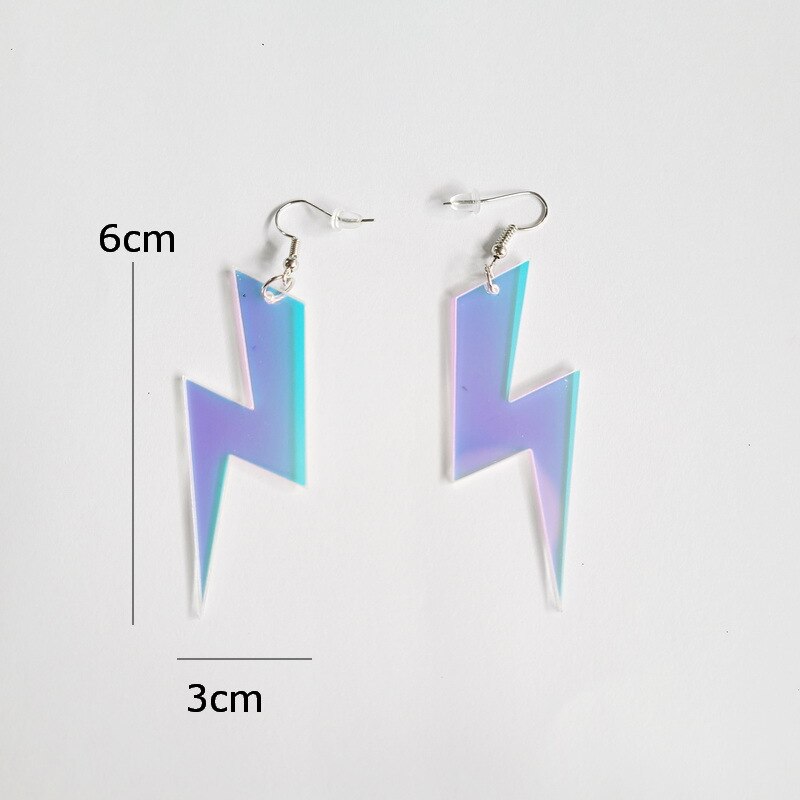 Donarsei Mode Geometrische Acryl Erop Oorbellen Voor Vrouwen Overdreven Kleurrijke Bliksem Zon Star Dangle Oorbellen Party: style 4 lightning