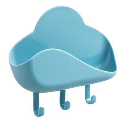 Sky-form sæbeboks punch-fri nøgleholder hjem opbevaring fade badeværelse køkkenholder bakke tilbehør badeværelse gadgets: Blå