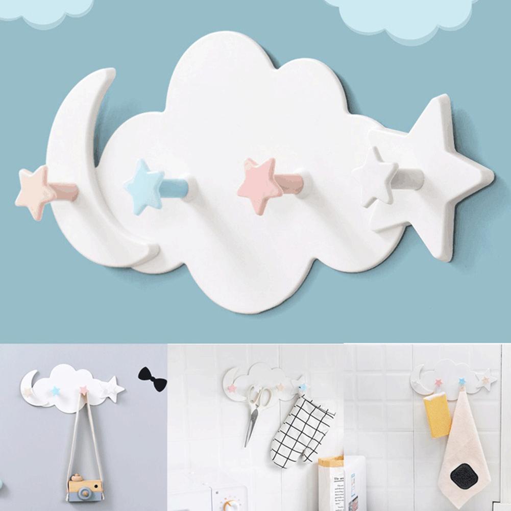 Cute Cloud Star Moon Wall Door Hook Bathroom Bedroom Hanger Holder Home Wall decorative Hooks Clothes Key Hanger