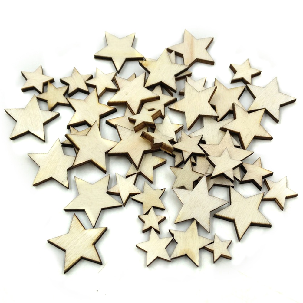 Handmade Ornaments Buttons Scrapbooking Size Mixing Light Weight Supplies Graffiti Wooden Stars DIY Crafts Embellishments