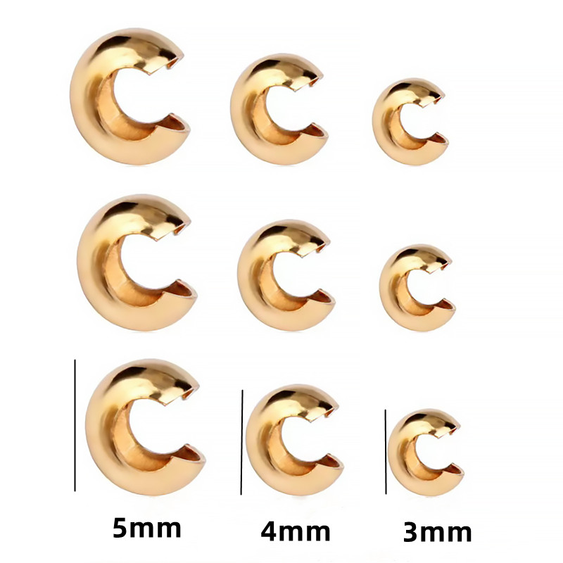 50 pezzi di tappo per perline a crimpare in acciaio inossidabile dorato, tappo per estremità, per orecchini fai da te, creazione di gioielli, accessori, materiali